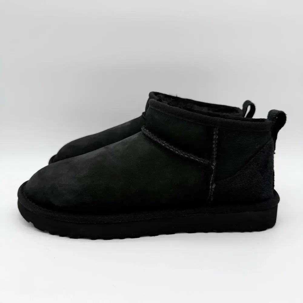 UGG Women Classic Ultra Mini Booties US 8 EU 39 Black Suede GUC